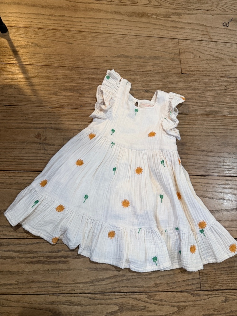 Pink Chicken White Sunflower Ruffle Dress